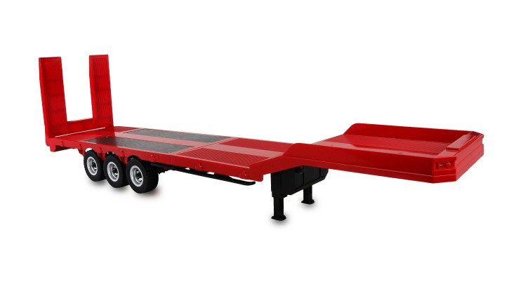 Tieflader-Sattelauflieger Dreiachser für Scania 1:18 Rot