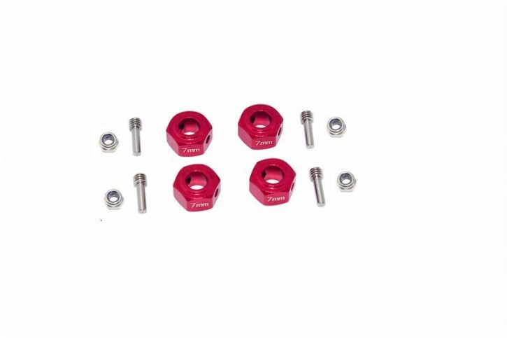 Alu Hex Adapter 12x7mm rot (4) GPM für ARRMA Granite, Big Rock, Senton
