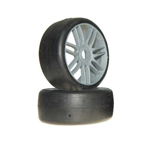 GRP 1:8 GT T02 SLICK S4 SoftMedium Belted Tire w/ Spoked Silver Wheel