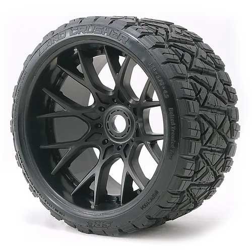 Land Crusher all terrain Belted tire Black wheels 1/2 offset