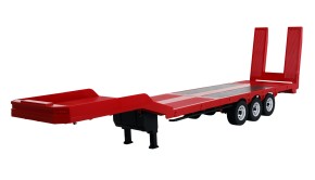 Tieflader-Sattelauflieger Dreiachser für Scania 1:18 Rot