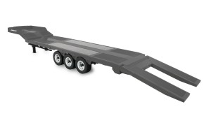 Tieflader-Sattelauflieger Dreiachser für Scania 1:18 silber