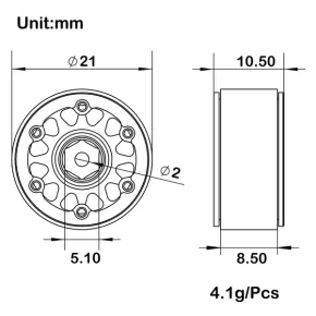 MEUS Racing 0,7-Zoll Beadlock-Felgen, Tiefbettfelgen für 1/30 Axial SCX30