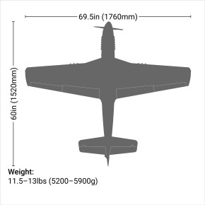 Hangar 9 P-51D Mustang 20cc ARF, 69.5"