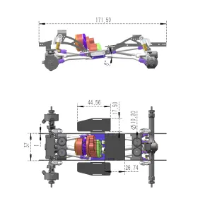 MEUS Racing SCX24 LCG TC4 Titan Chassis Rahmen für 1/24 SCX24